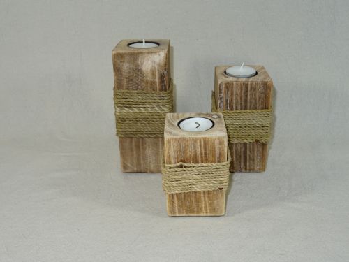 Hout waxinelichthouder